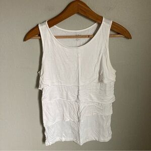 Loft White Ruffle Tank Top Size Small Petite